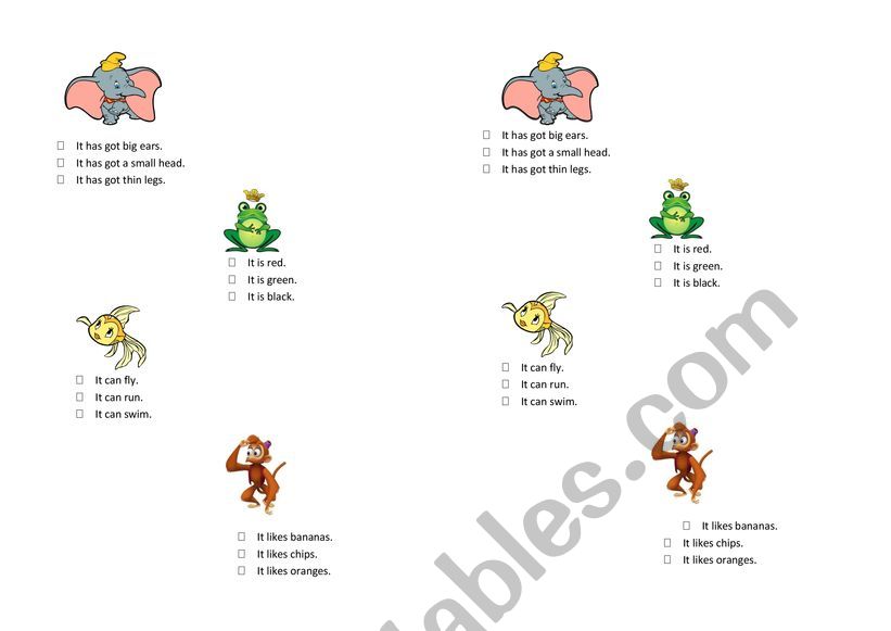 ANIMALS worksheet