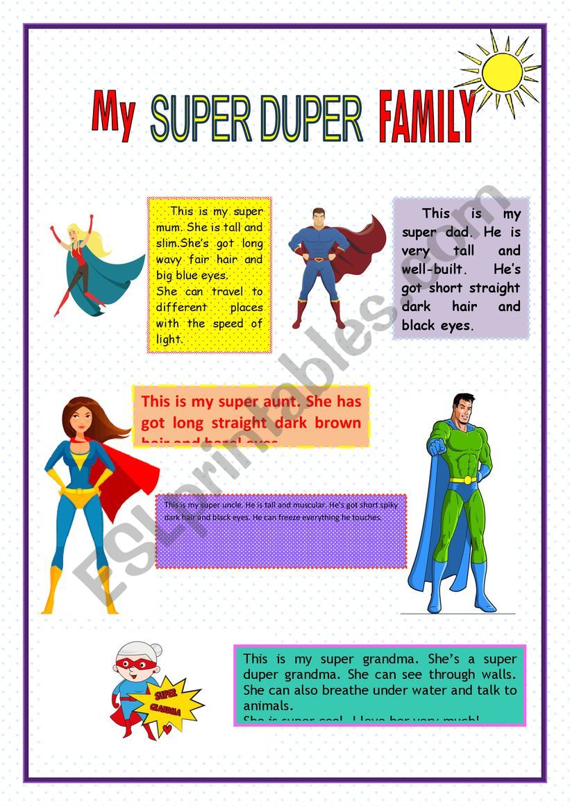 My Super Duper Family worksheet