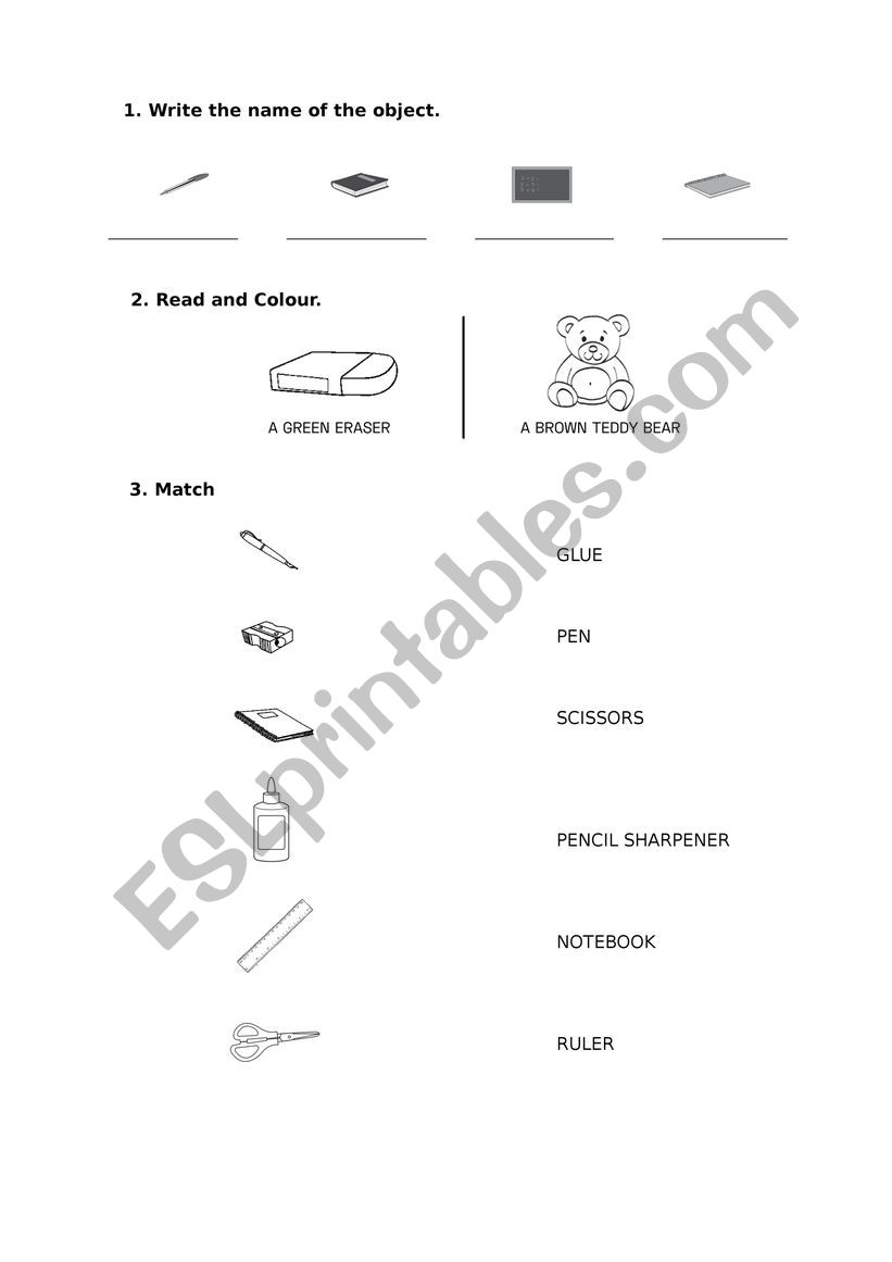 classroom items worksheet