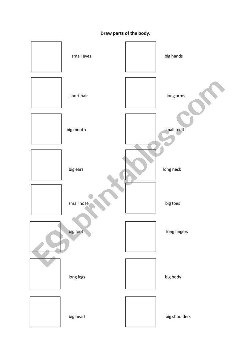 Body Parts - Easy Drawing worksheet
