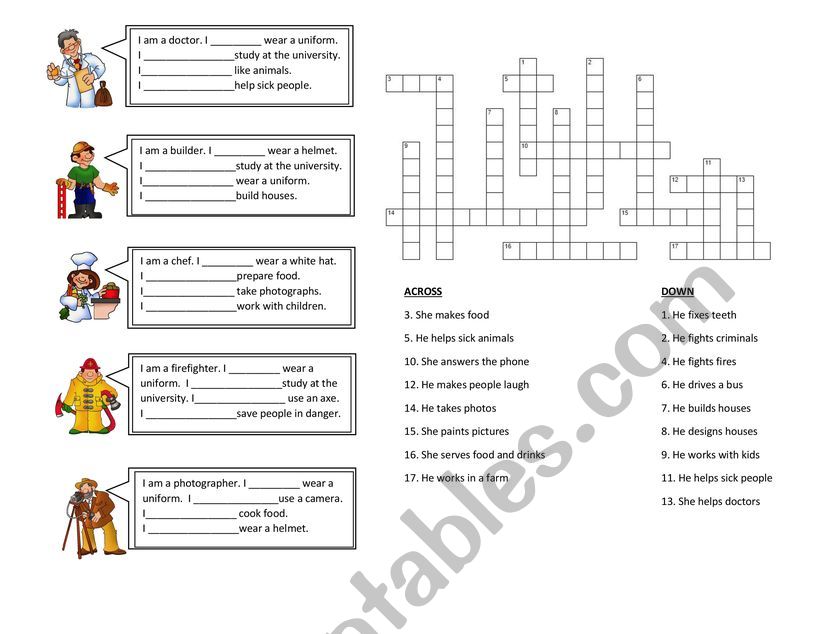 Occupations worksheet