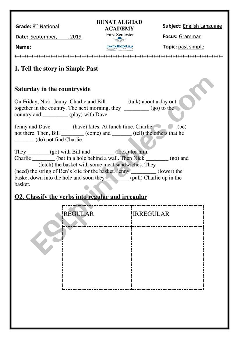 past  simple  worksheet