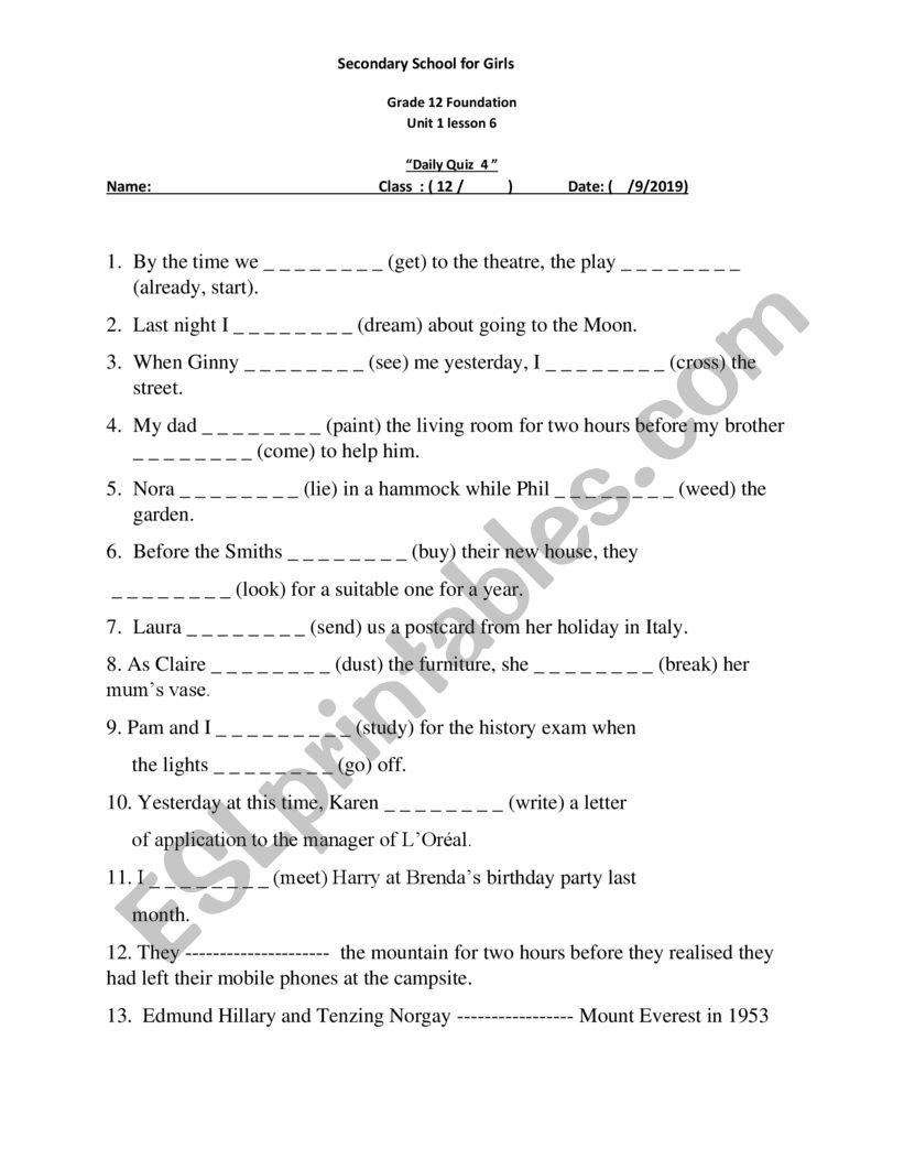 quiz worksheet