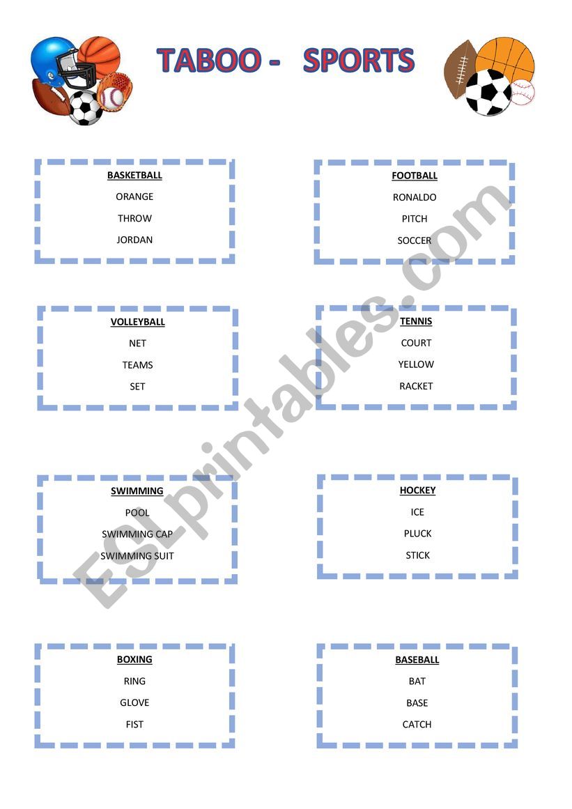 Sports Taboo worksheet