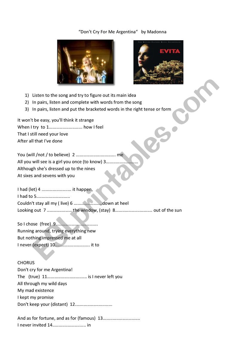 A song listening worksheet worksheet