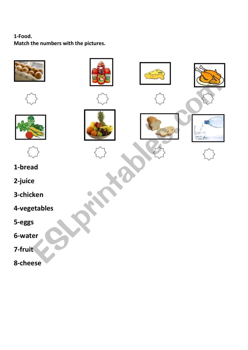 Food matching. worksheet