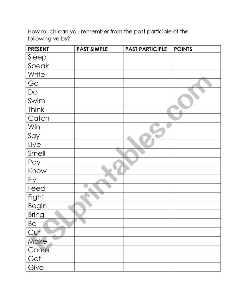  verbs - regular and irregular