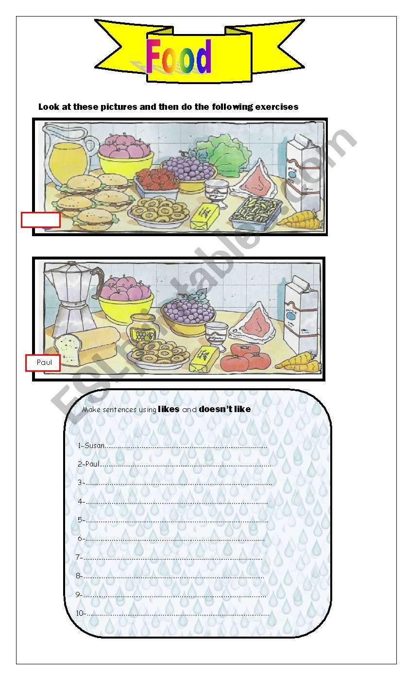 Food worksheet