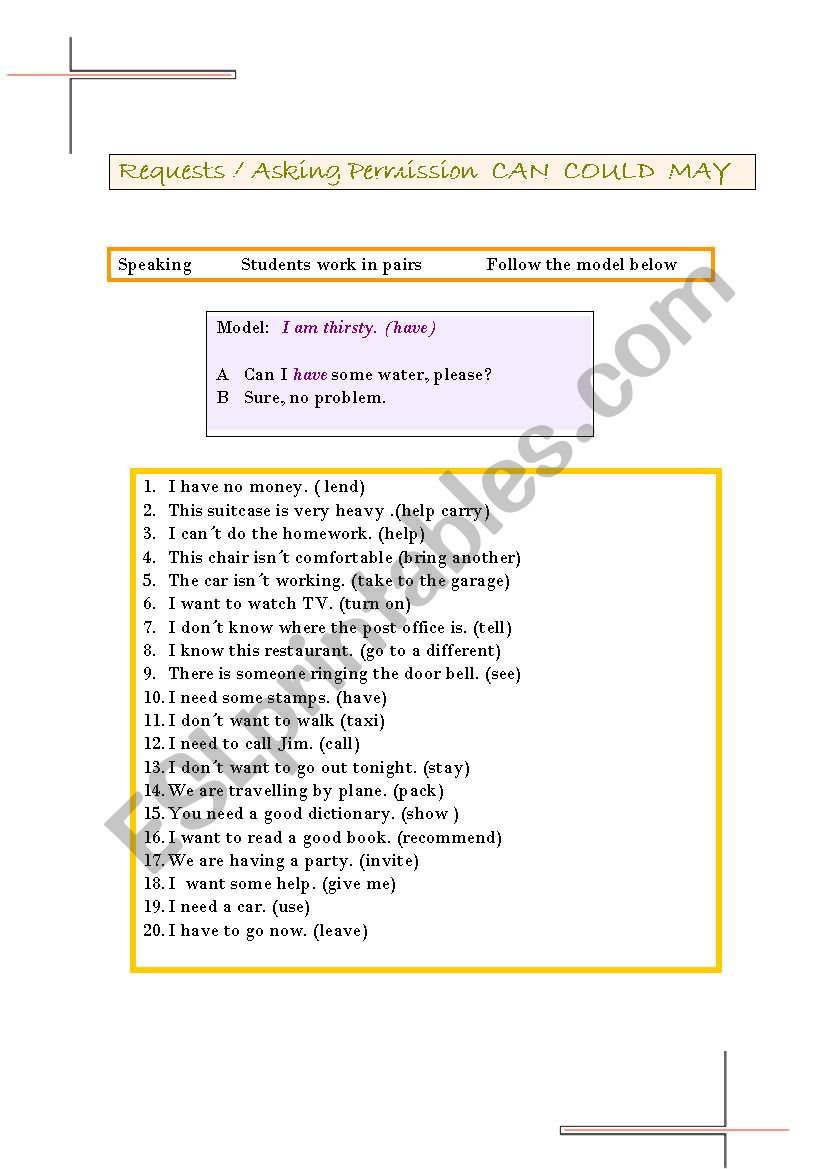 Requests, Asking Permission - Can Could May (Business English)