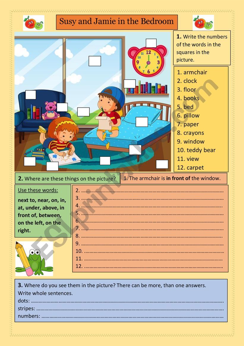 Susy and Jamie in the Bedroom worksheet