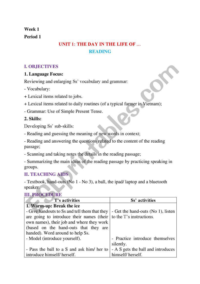 Lesson Plan Tieng Anh Grade 10
