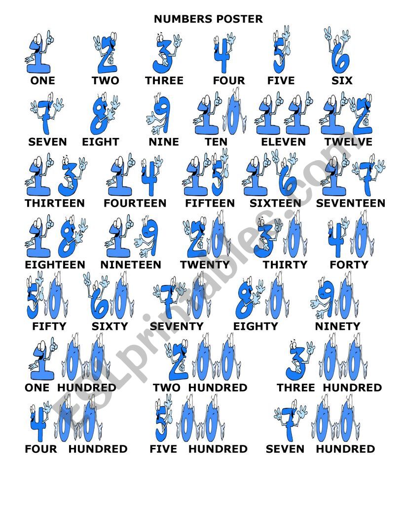 NUMBERS POSTER worksheet