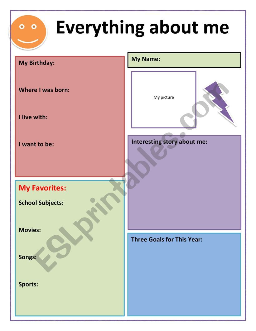 all about me worksheet