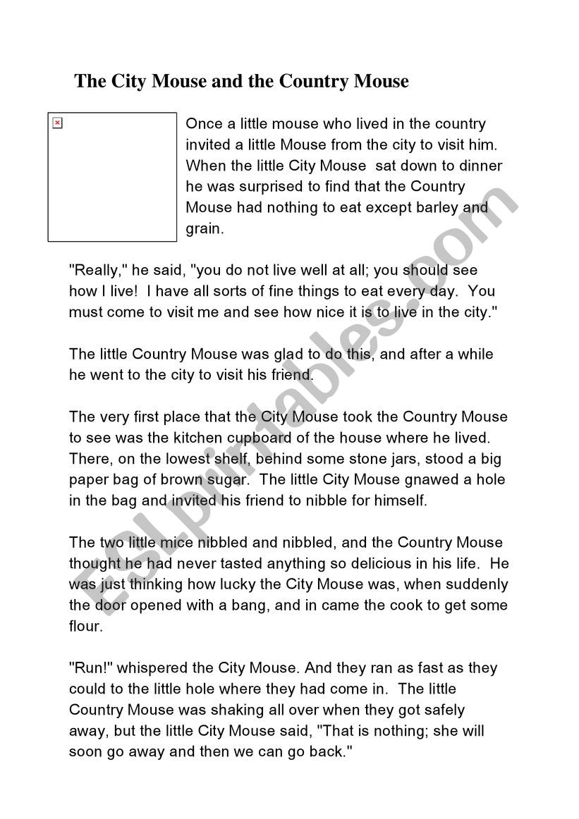 The city mouse and the country mouse