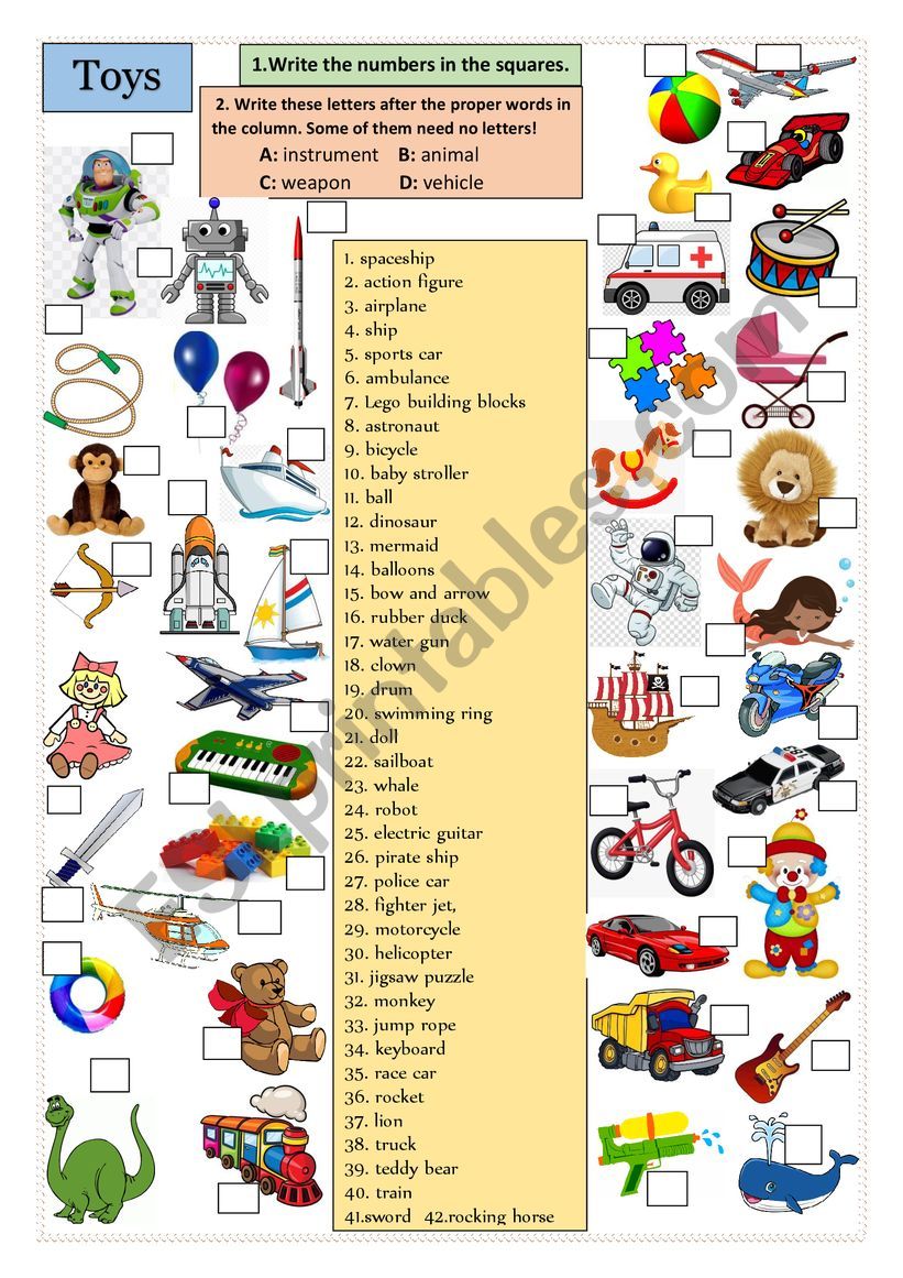 Toys worksheet