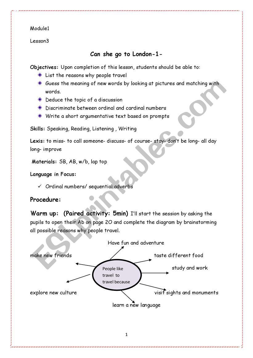 Can she go to London? worksheet