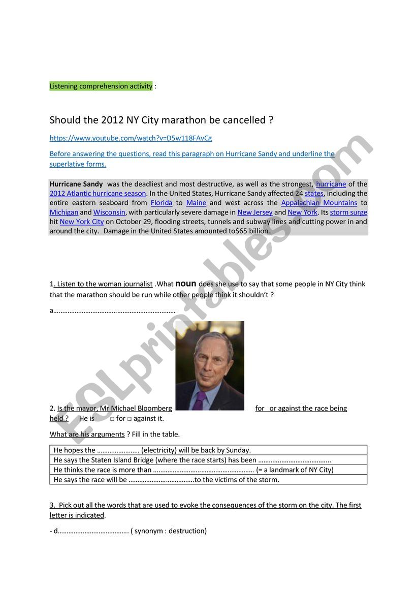 Should the 2012 NY City marathon be cancelled? 