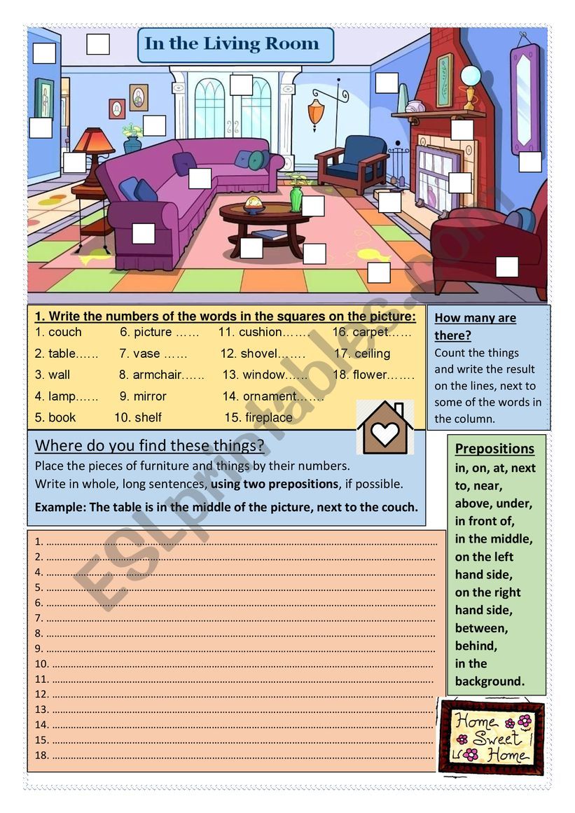 In the Living Room worksheet