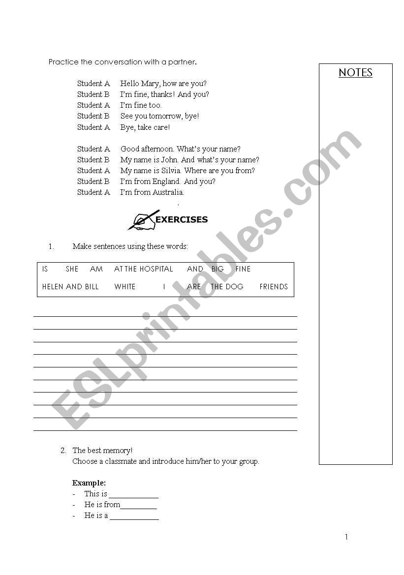 Verb to be worksheet