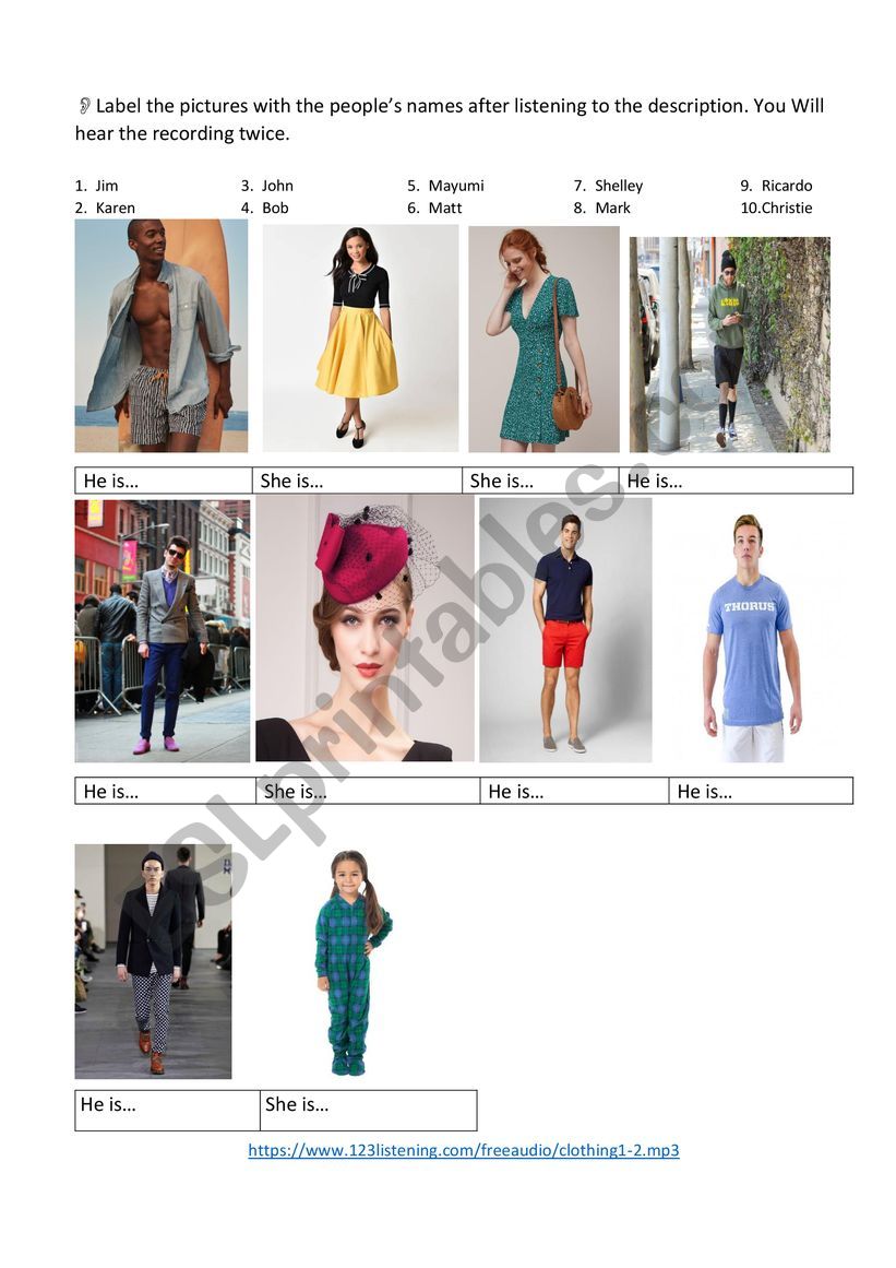 Clothes And Patterns Listening Practice Interactive Link Esl