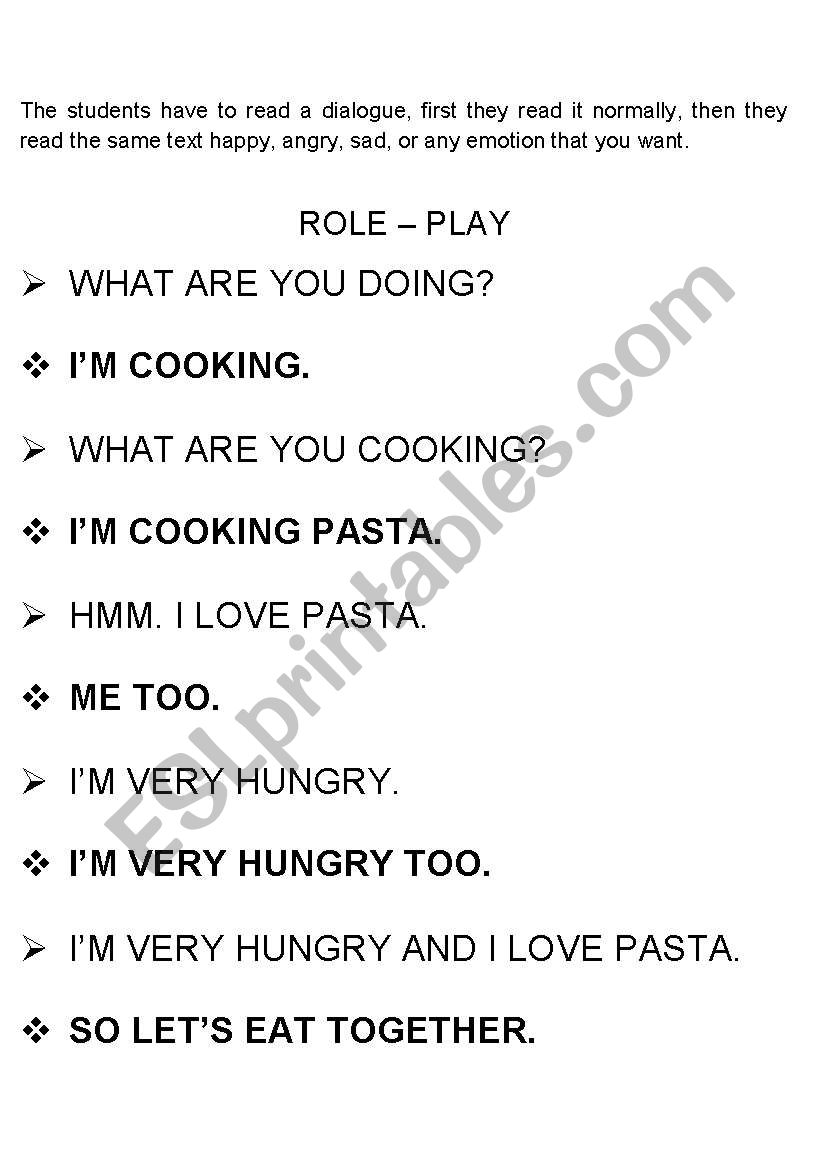 Role play worksheet