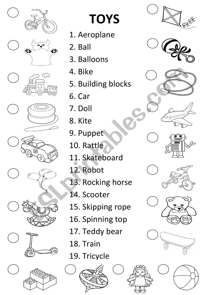 TOYS worksheet