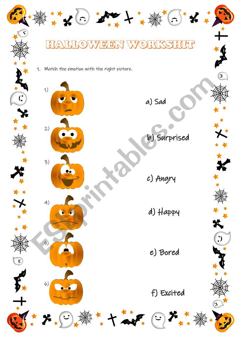 Halloween workshit worksheet