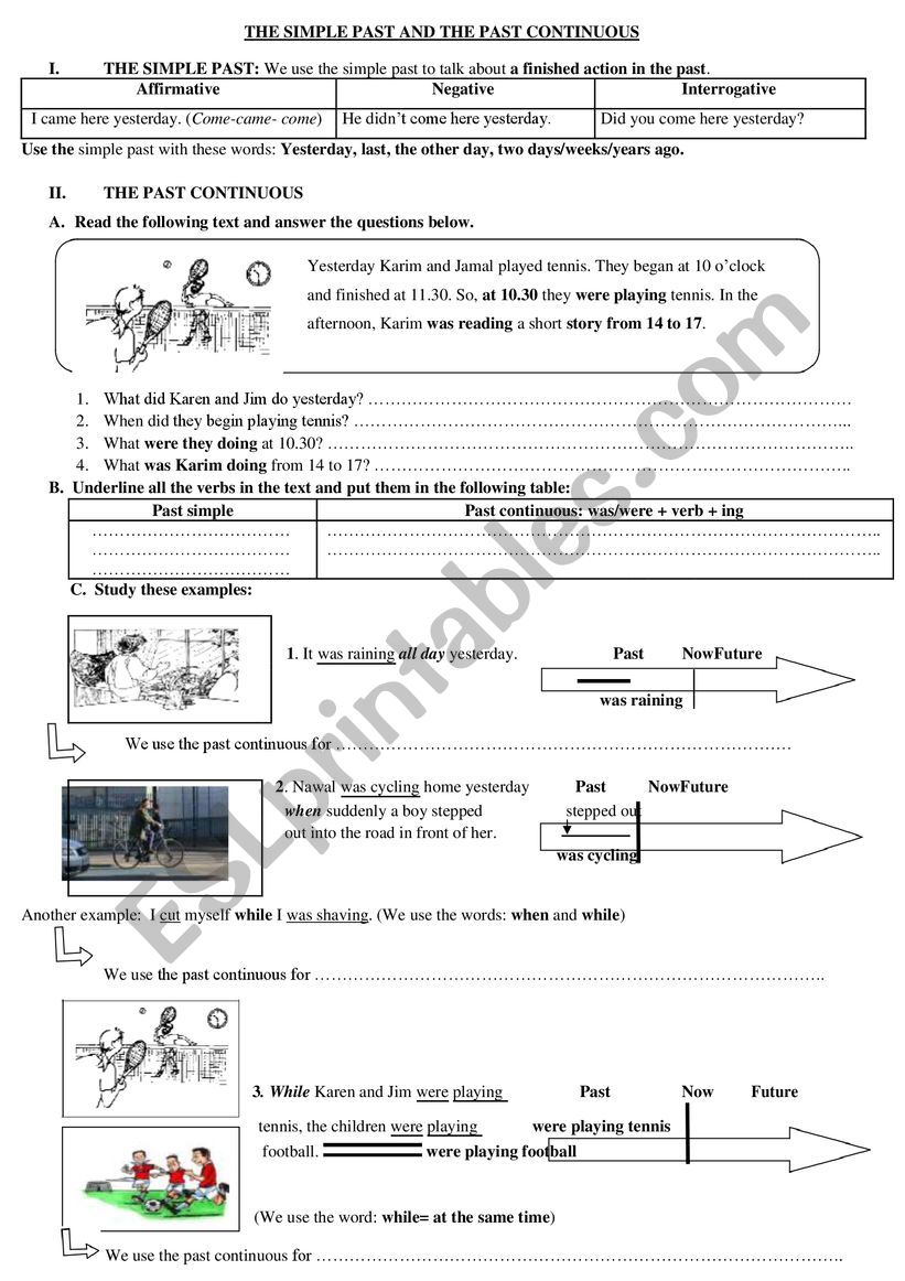 Past continuous  worksheet