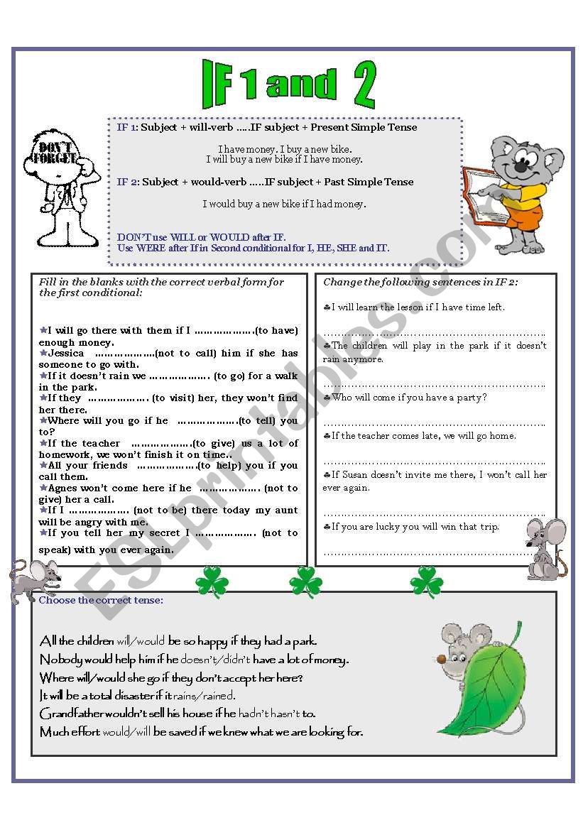 first and second conditional worksheet