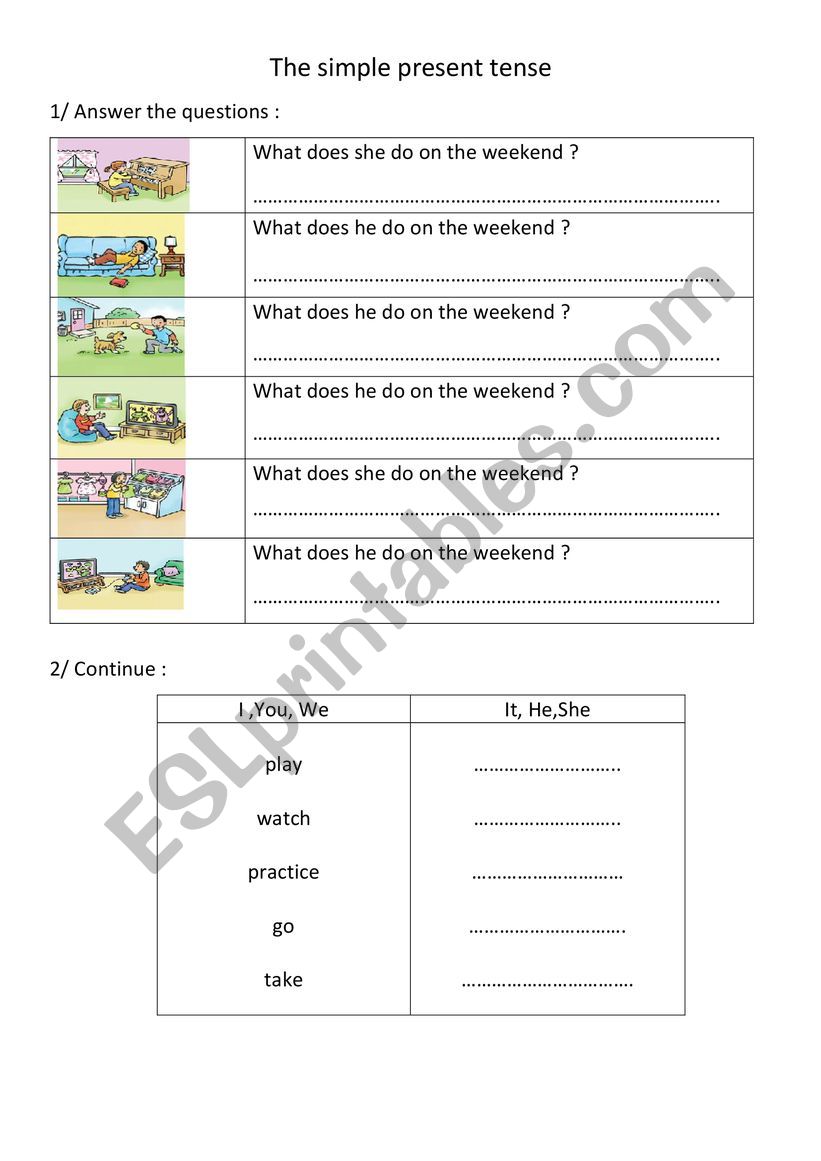 the simple present  worksheet