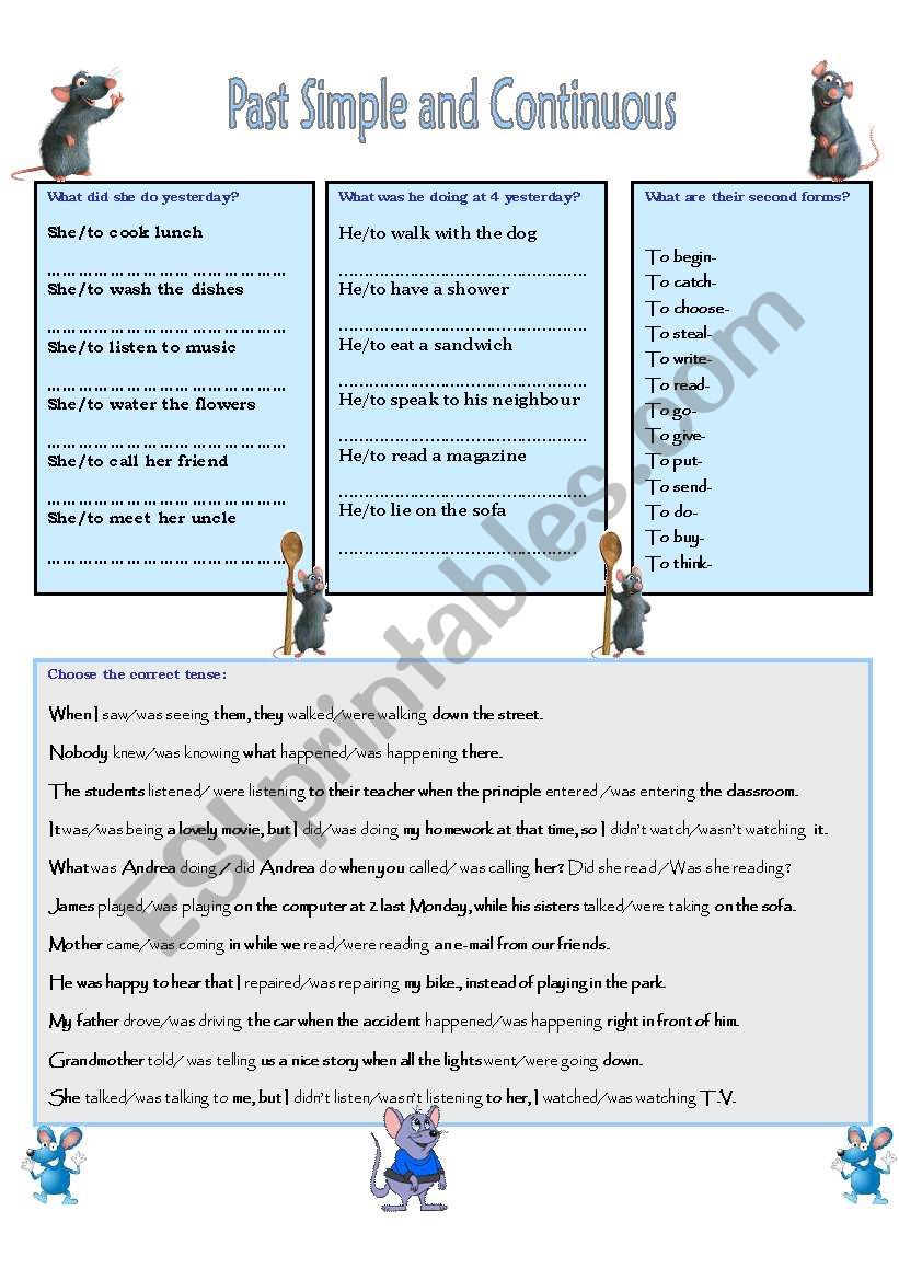 PAST SIMPLE AND CONTINUOUS worksheet