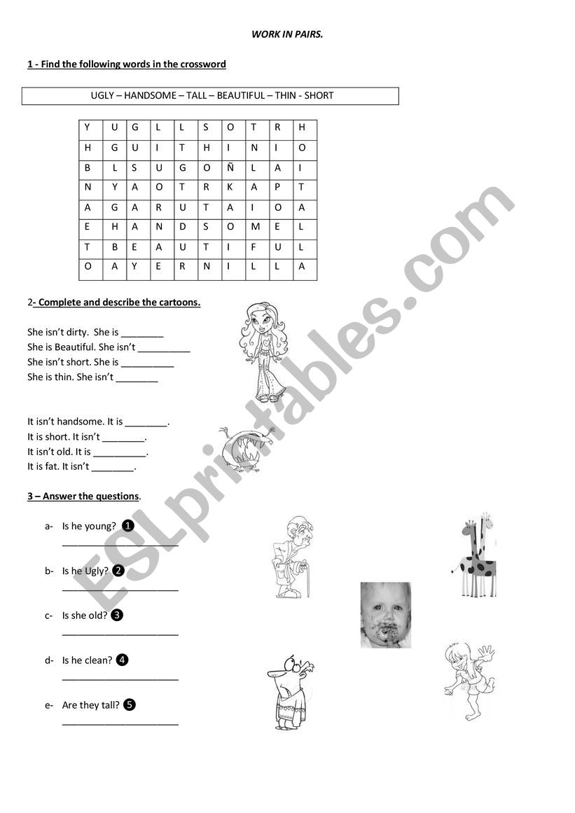 TOBE + ADJECTIVES worksheet