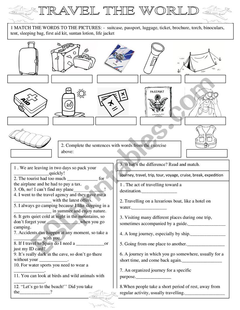 Travel the world  worksheet