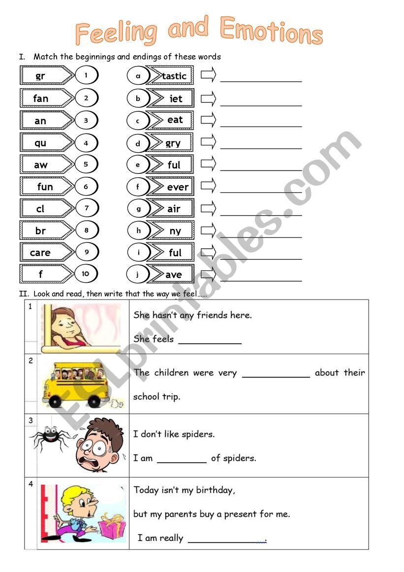 Feeling and Emotions worksheet