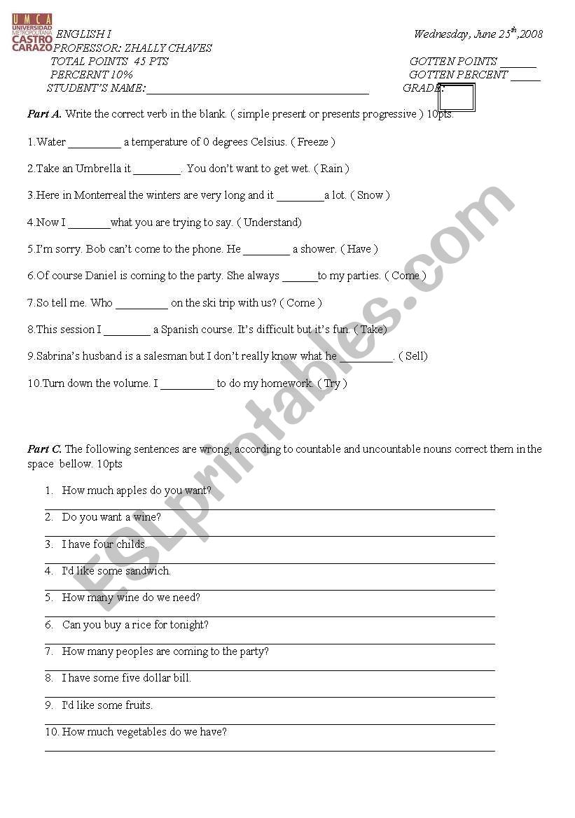 Test worksheet