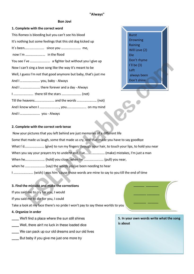 always worksheet