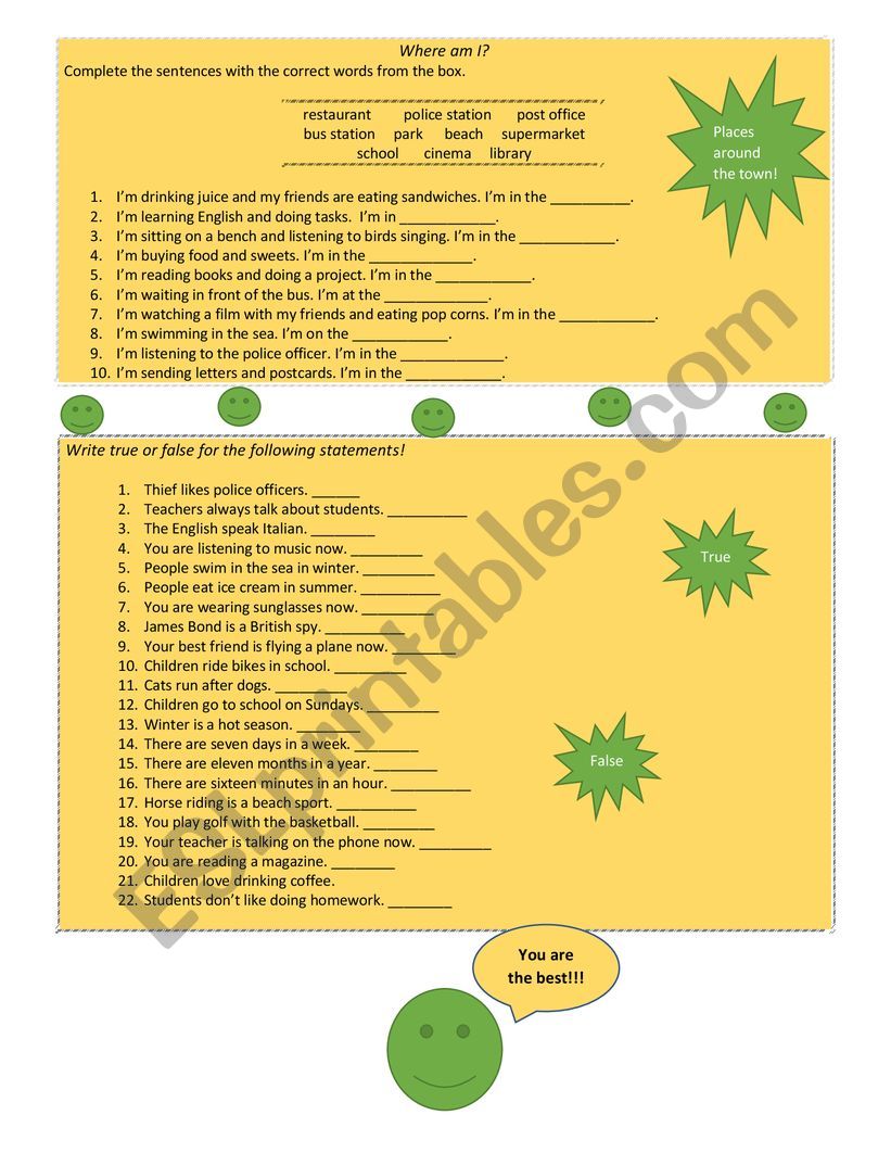 Comprehension  worksheet