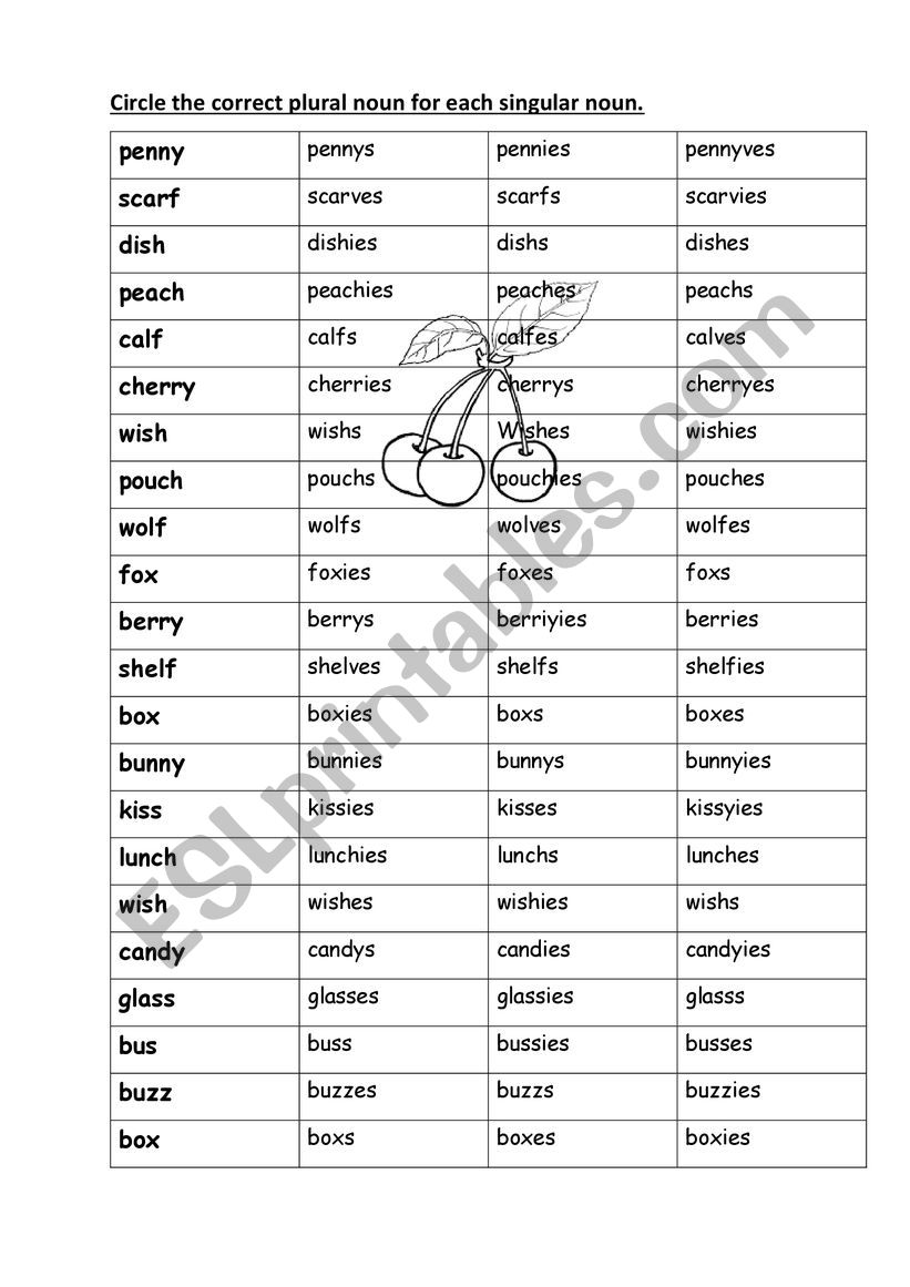 plural worksheet