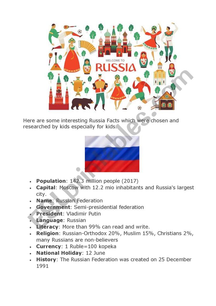 Facts about Russia worksheet