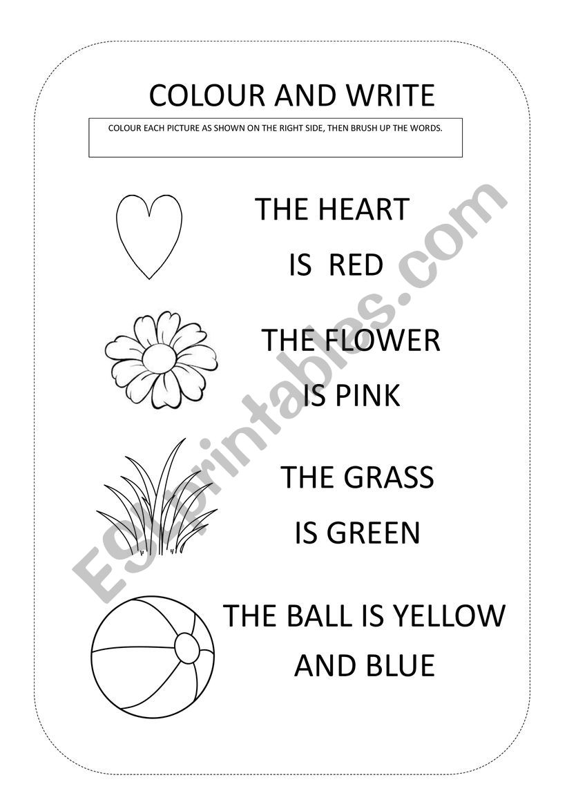 Colour and write worksheet