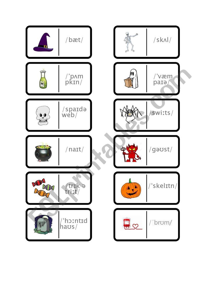 Halloween dominoes worksheet