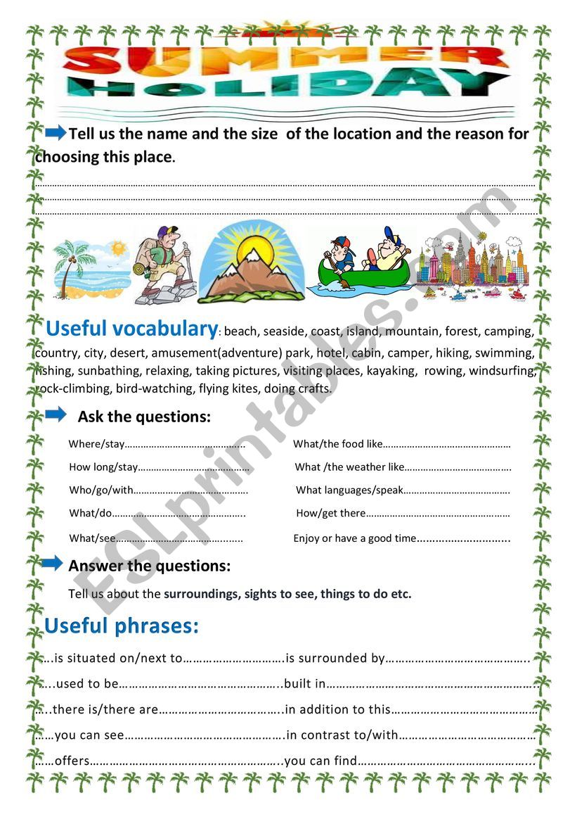 Your Summer Holiday worksheet