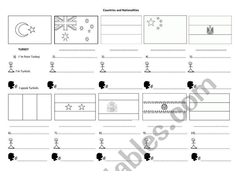 Countries and Nationalities worksheet