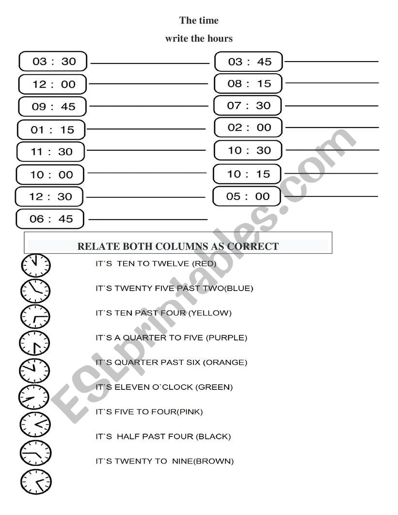 The Time  worksheet