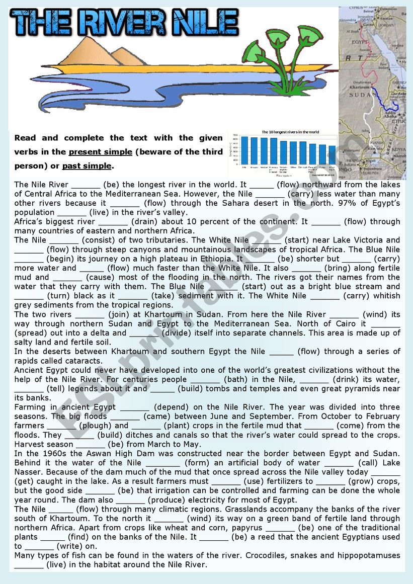The Nile. Grammar in Context. PRESENT OR PAST SIMPLE. + KEY