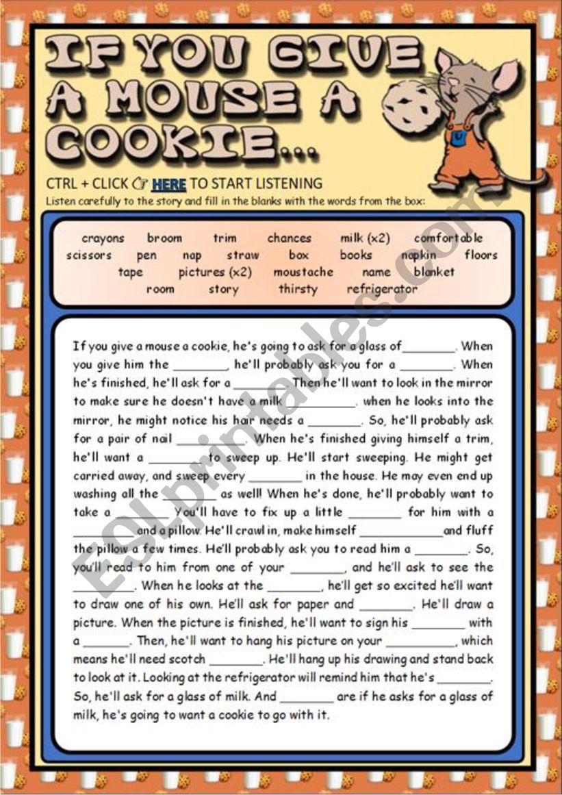 Â´IF YOU GIVE A MOUSE A COOKIEÂ´ LISTENING (B&W VERSION INCLUDED)