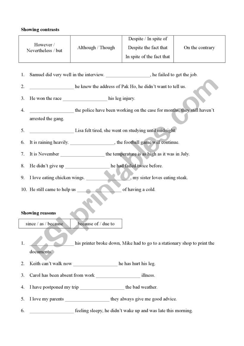 Linking Words worksheet