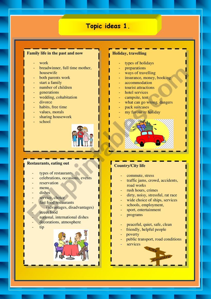 Topic ideas 1. worksheet