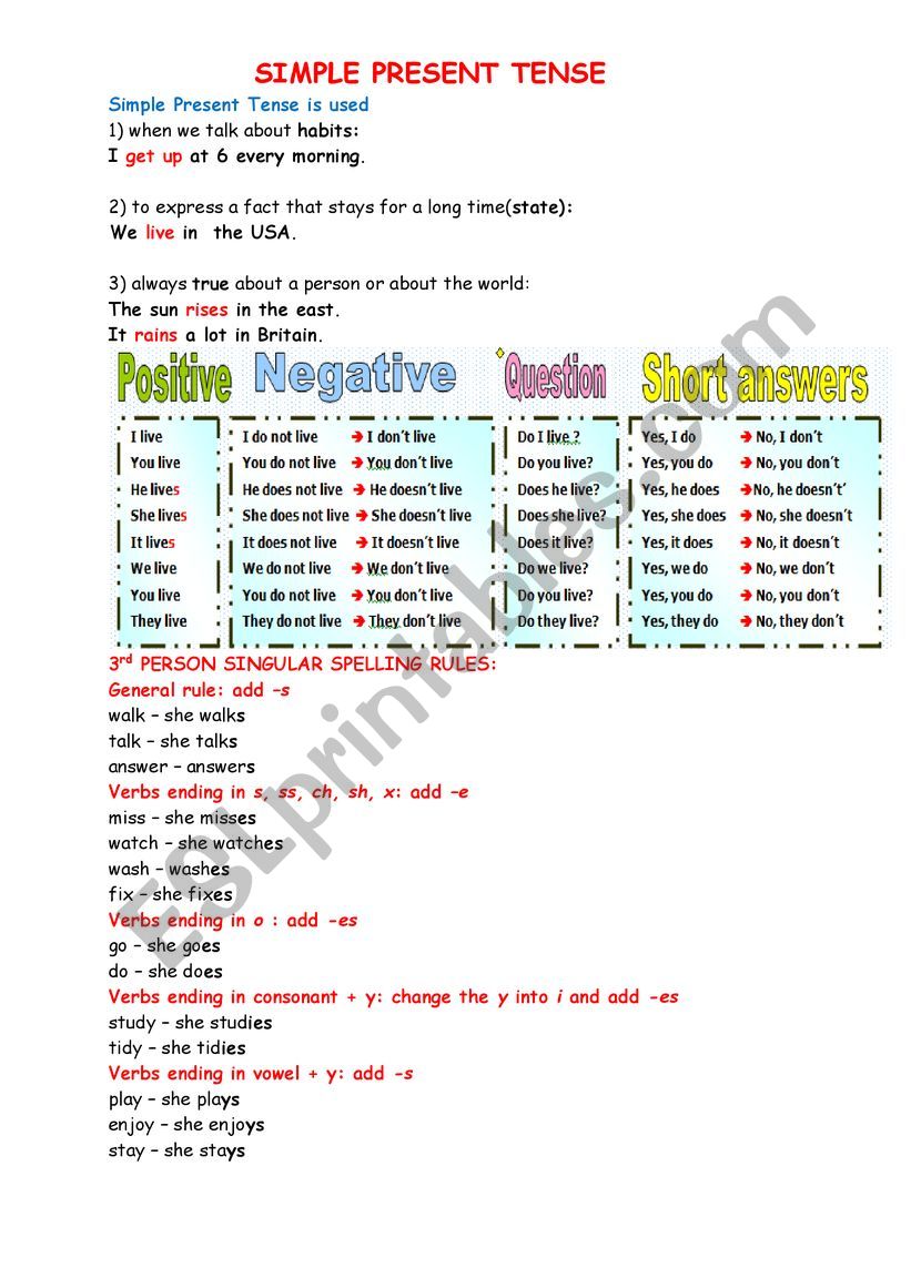 Present Simple worksheet