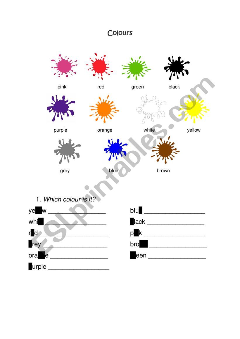 Colours for young learners worksheet